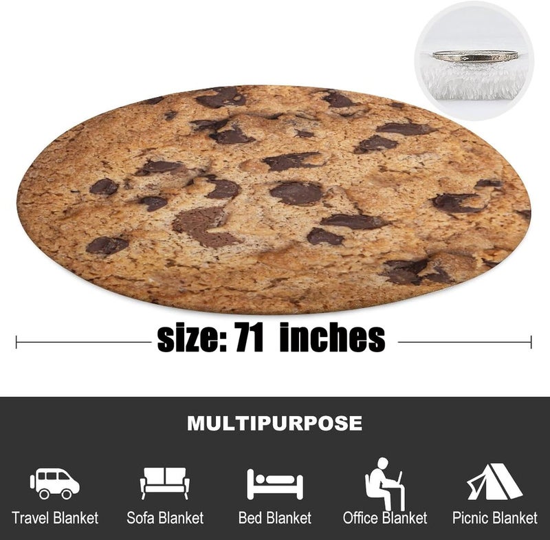 kerscton Cookie Blanket Giant Food Blankets Funny Soft Cookie Blanket Adult Size Flannel Gift for Teens Boys and Girls Suitable for Sofa Outdoor Living Room Indoor Bedroom 71 Inches - Image 2